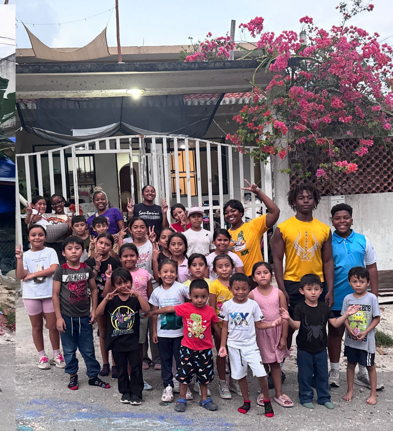 Children of the community gathered at the headquarters